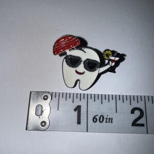 Vacation Umbrella Cocktail Tooth Dentist Pin Brooch